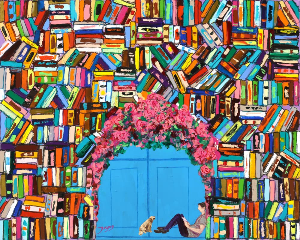 Books and Blooms Escape by Jukyong Park — canvas wall art