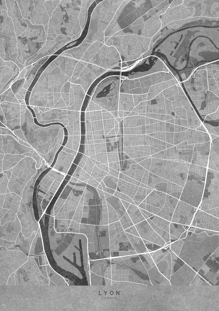 Modern Lyon Map by Rosana Laiz Blursbyai — canvas wall art
