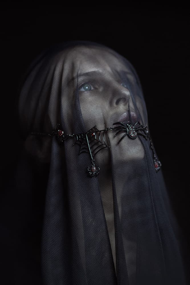 Mysterious Veiled Portrait by Angelina Goncharova — canvas wall art