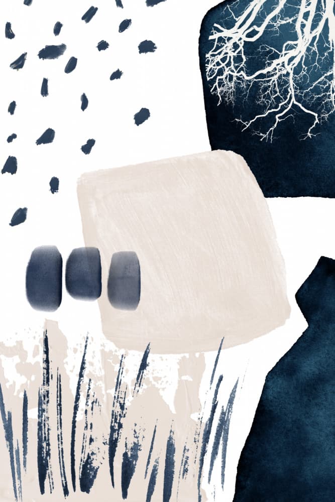 Abstract Indigo Forms by Sally Ann Moss — canvas wall art