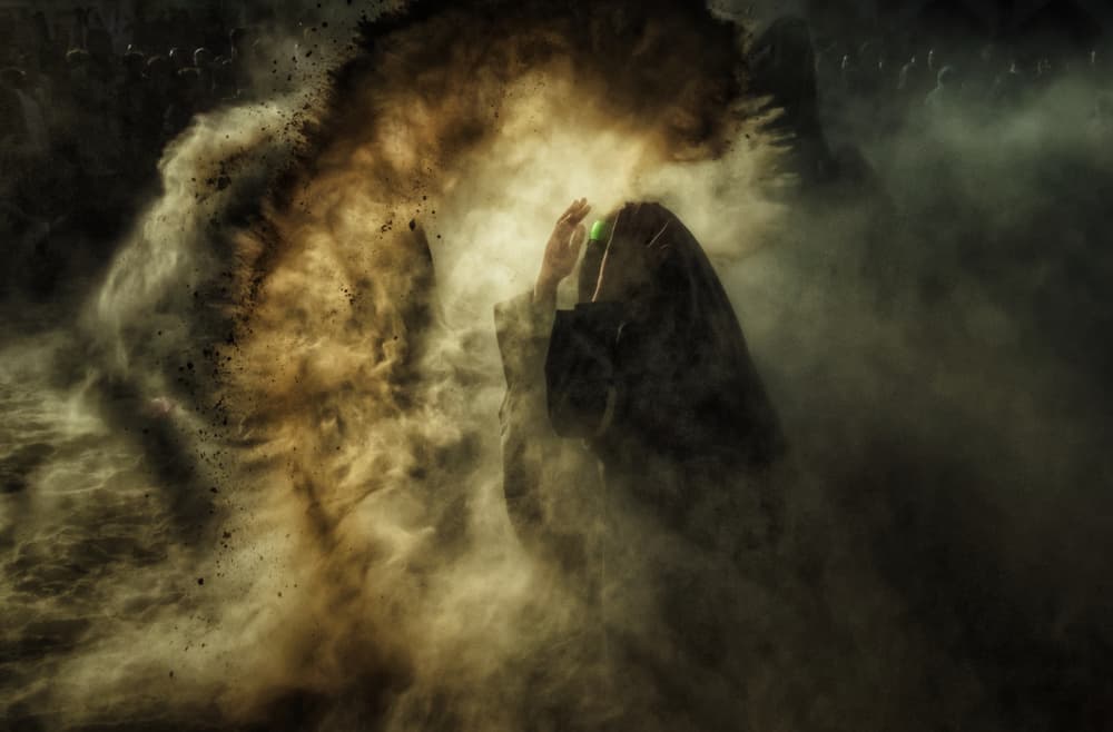 Veiled Figure in Dust by Babak Mehrafshar — canvas wall art