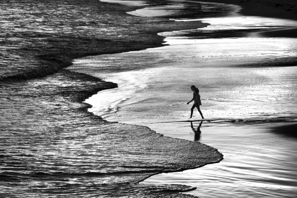 Solitary Beach Walk by NanZ — canvas wall art