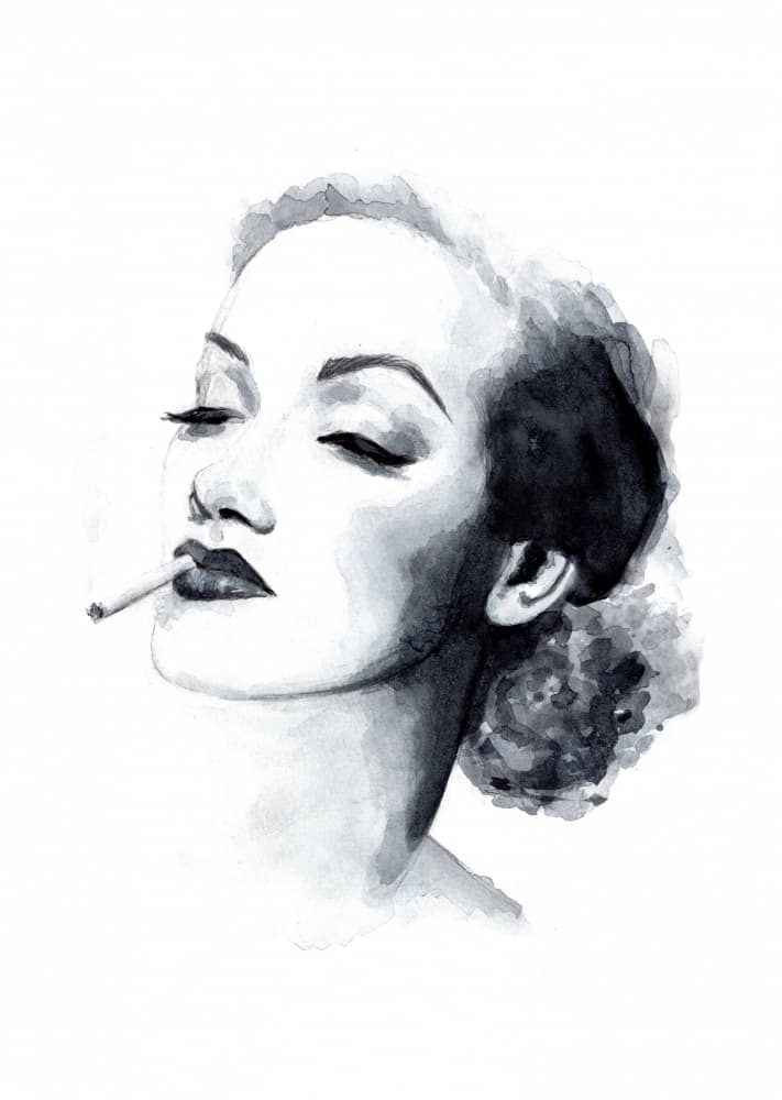 Elegant Smoker Portrait by Helena Engström — canvas wall art