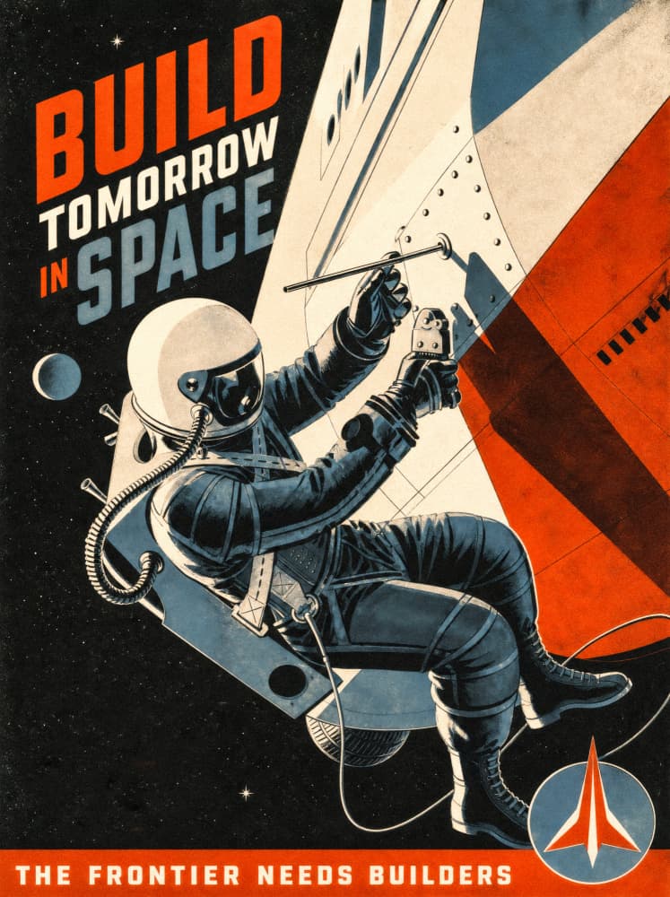 Retro Space Builder by Taudalpoi — canvas wall art