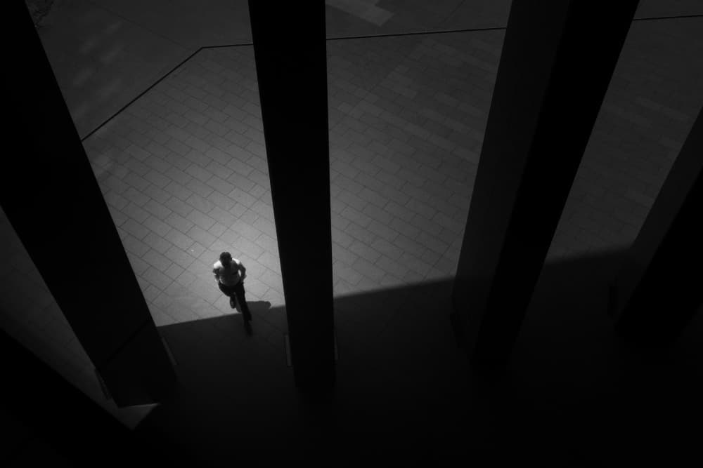 Shadowed Urban Cyclist by Haruyo Sakamoto — canvas wall art