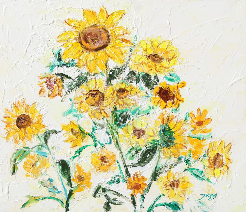 Golden Sunflowers by Jukyong Park — canvas wall art