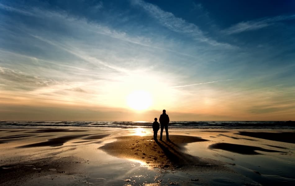 Family Beach Sunset by Jorge Feteira — canvas wall art