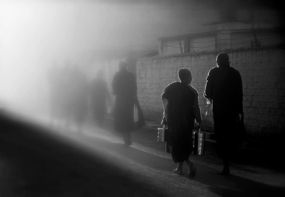 Monks Walking Through Fog by Giorgio Pizzocaro — canvas wall art