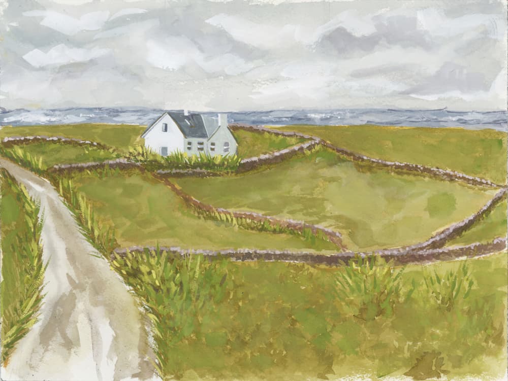 Coastal Irish Cottage by Lucrecia Caporale — canvas wall art
