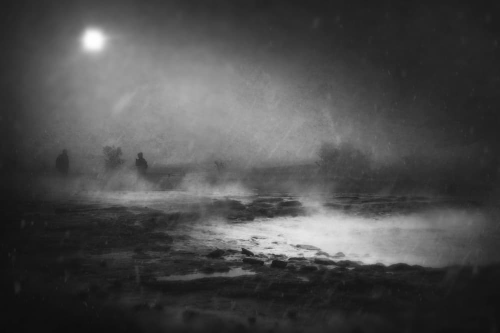 Misty Winter Figures by Lynn Grant — canvas wall art