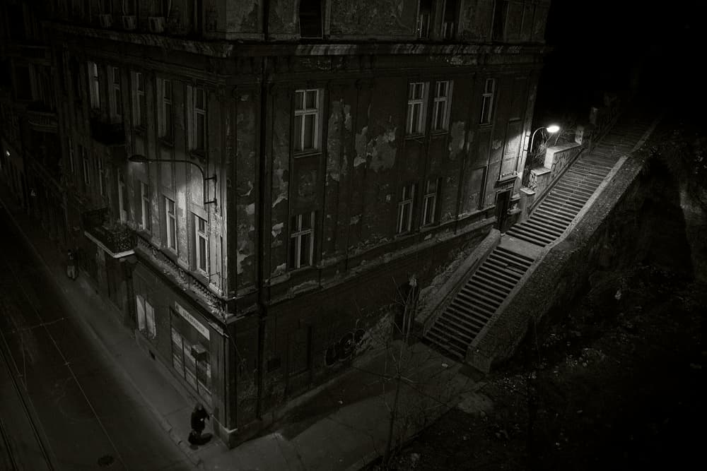 Mysterious City Stairs by Sorin Vidis — canvas wall art