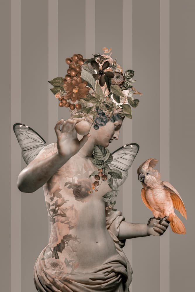 Winged Goddess and Parrot by Andrea Haase — canvas wall art
