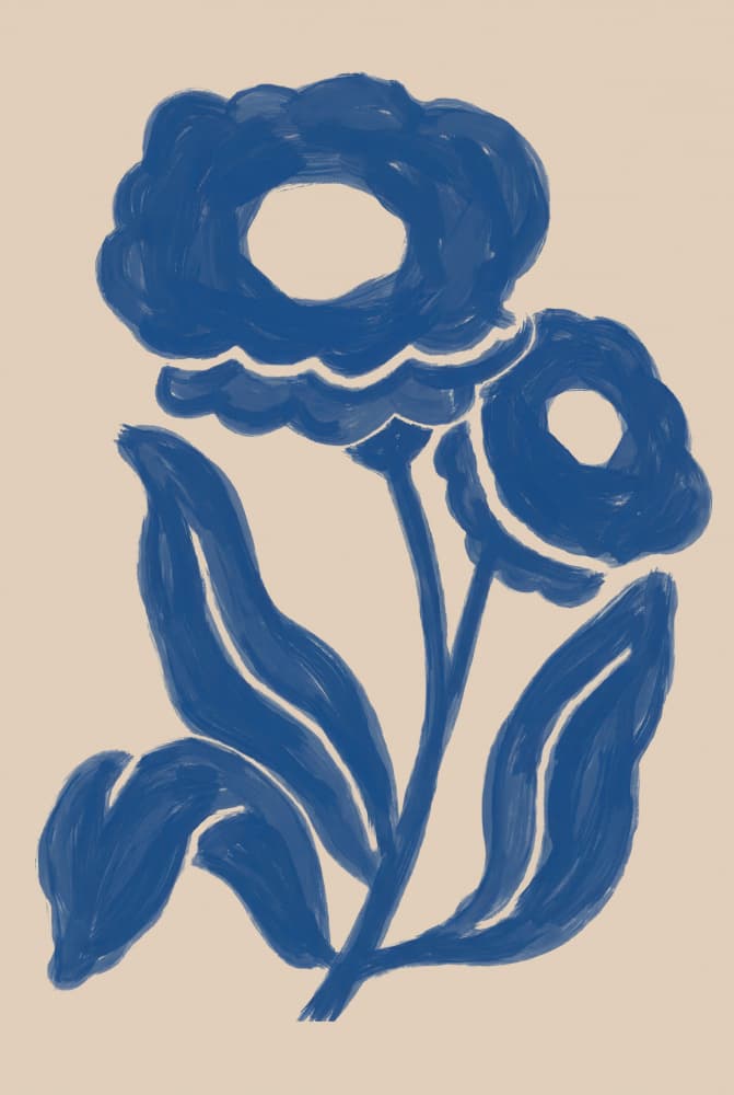 Indigo Abstract Flowers by Melloi Art Prints — canvas wall art