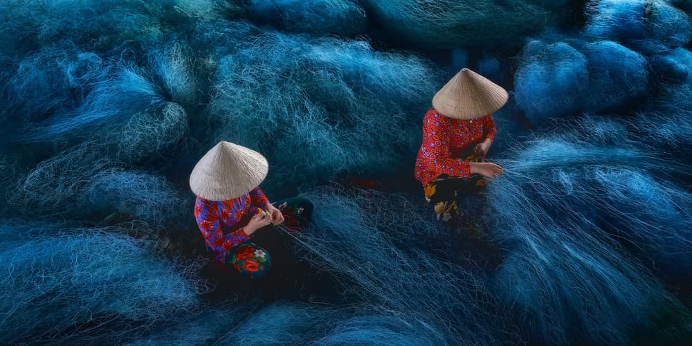 Vietnamese Fishing Nets by Javier de la Torre — canvas wall art