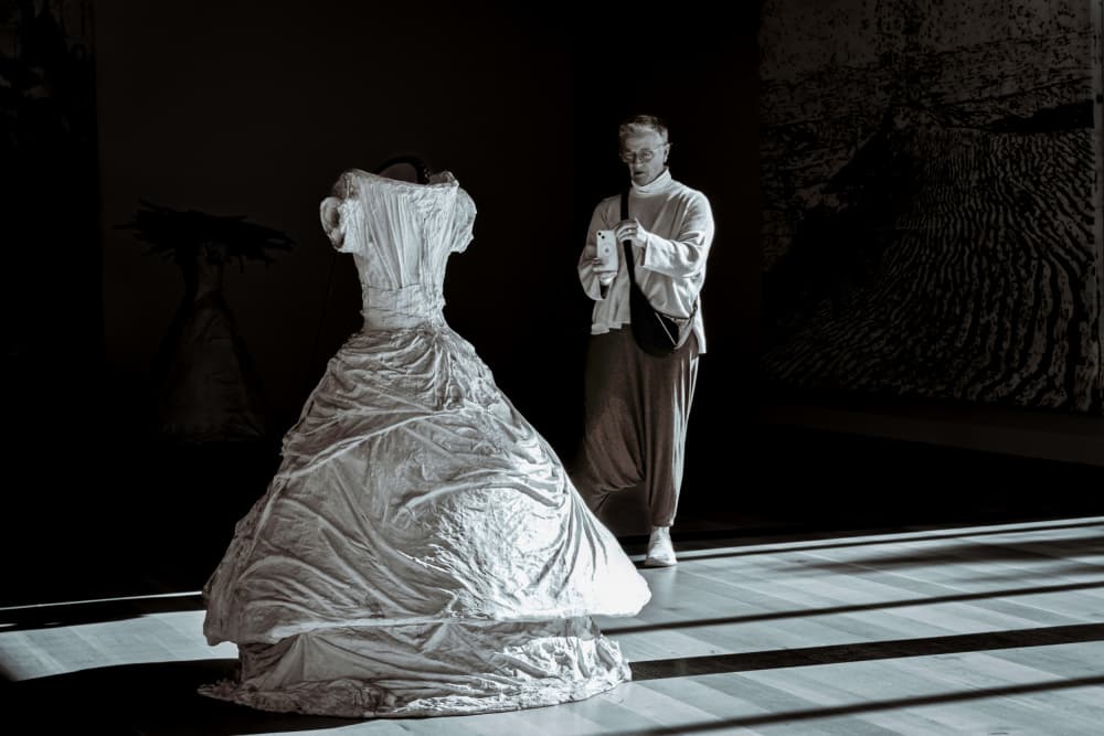 White Dress Exhibit by ZY Zhang — canvas wall art