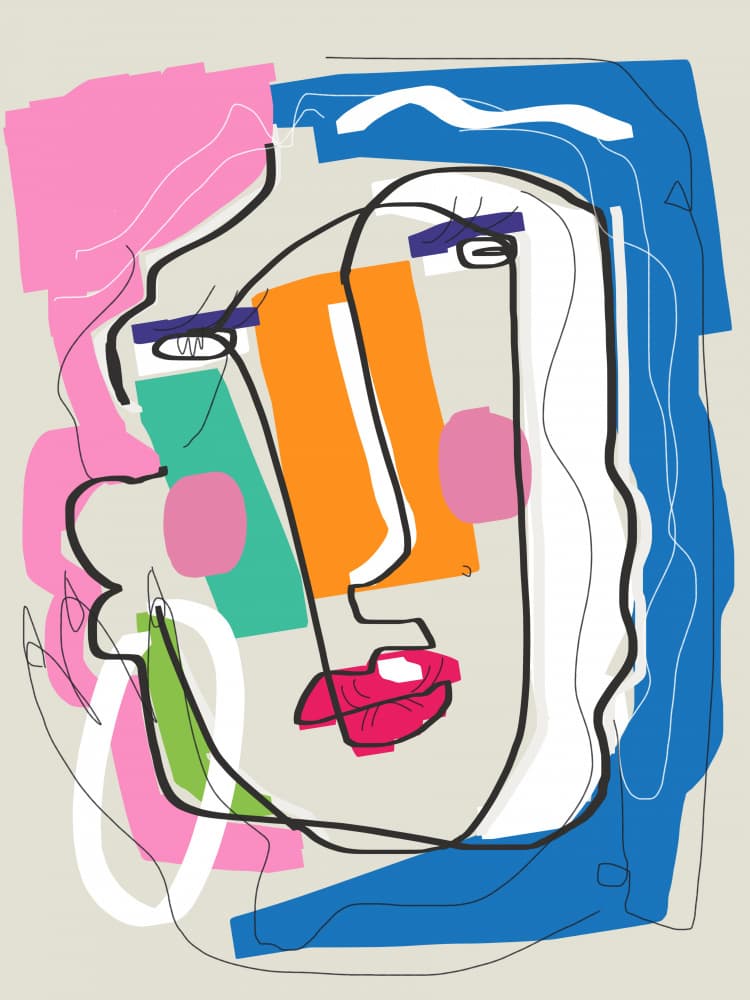 Colorful Abstract Face by Little Dean — canvas wall art