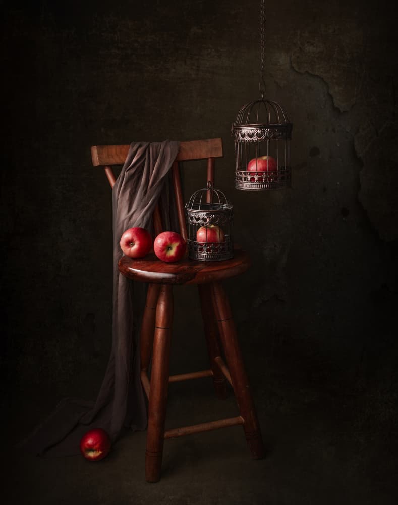 Red Apples Dark Still Life by Margareth Perfoncio — canvas wall art