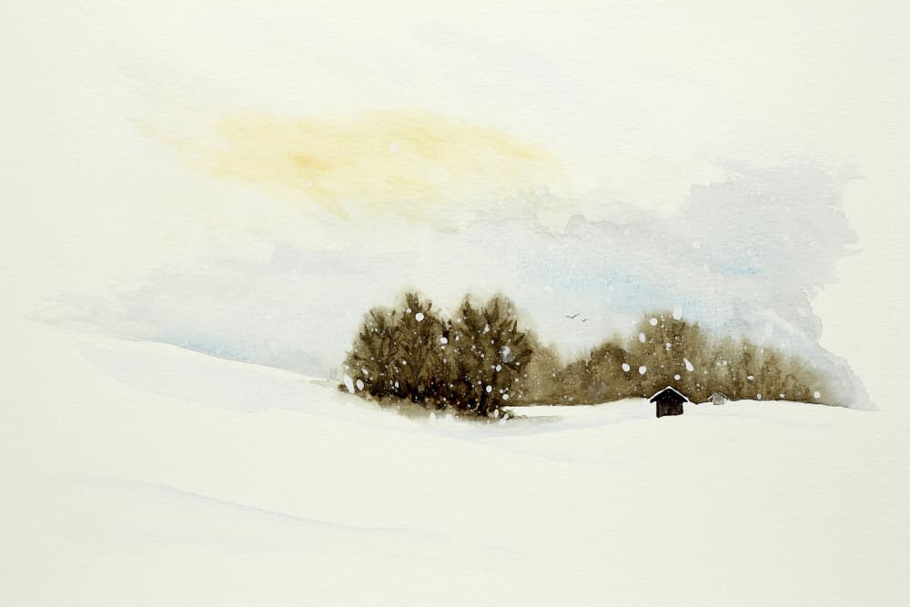 Peaceful Winter Cabin by Natalie Bruns — canvas wall art