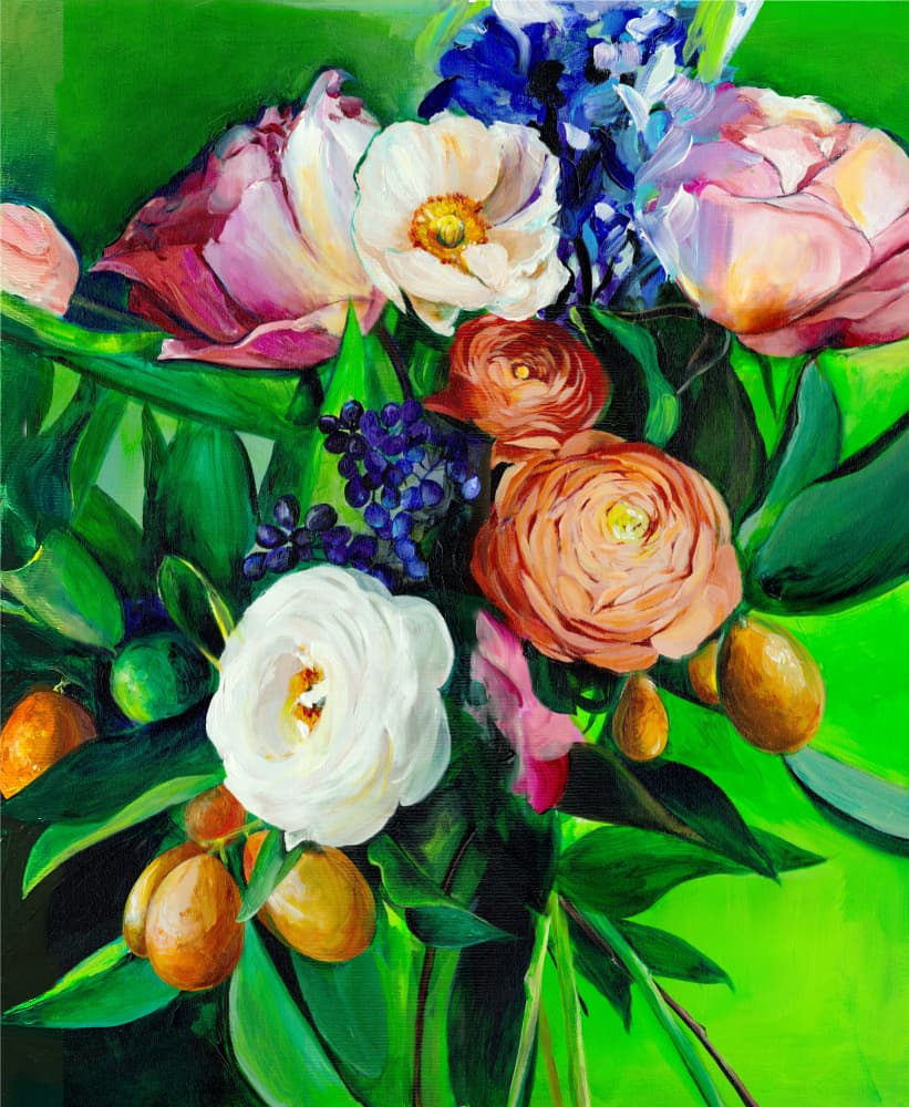 Vibrant Floral Still Life by Christine Lindstrom — canvas wall art