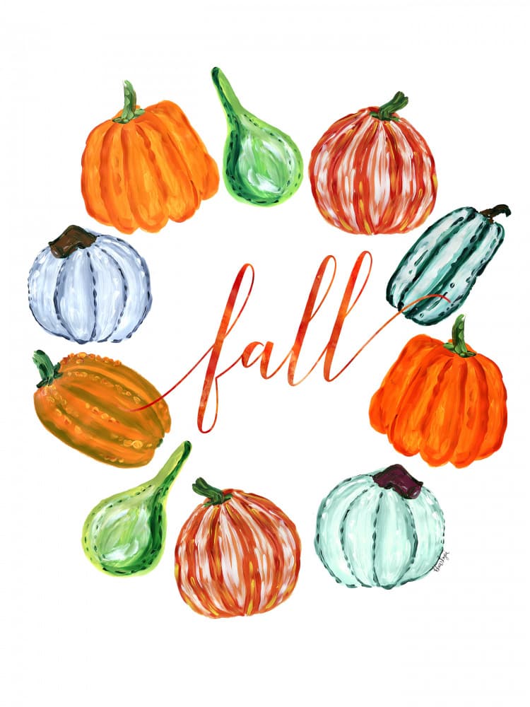 Autumn Pumpkin Wreath by Rosana Laiz Blursbyai — canvas wall art