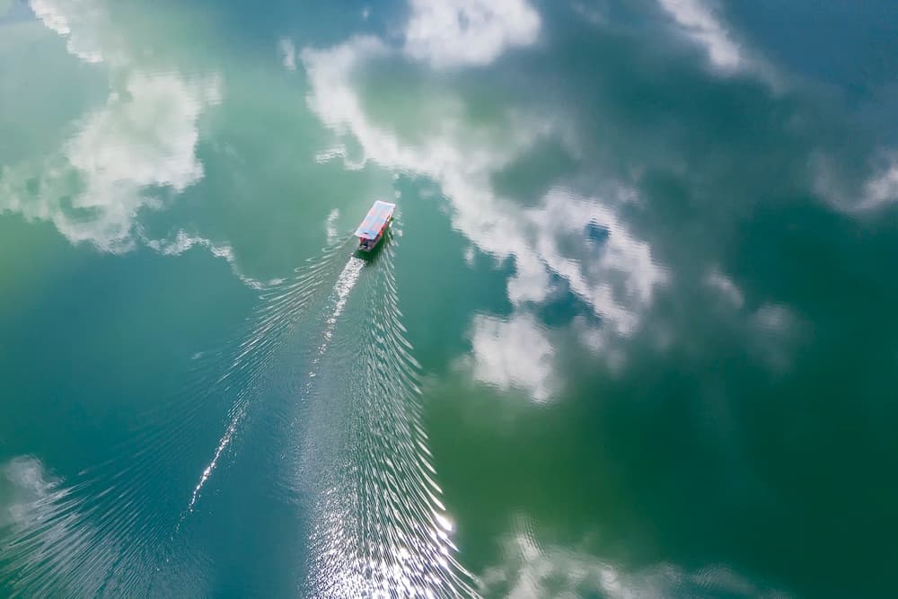 Aerial Boat Cloud Reflections by Zhou Chengzhou — canvas wall art