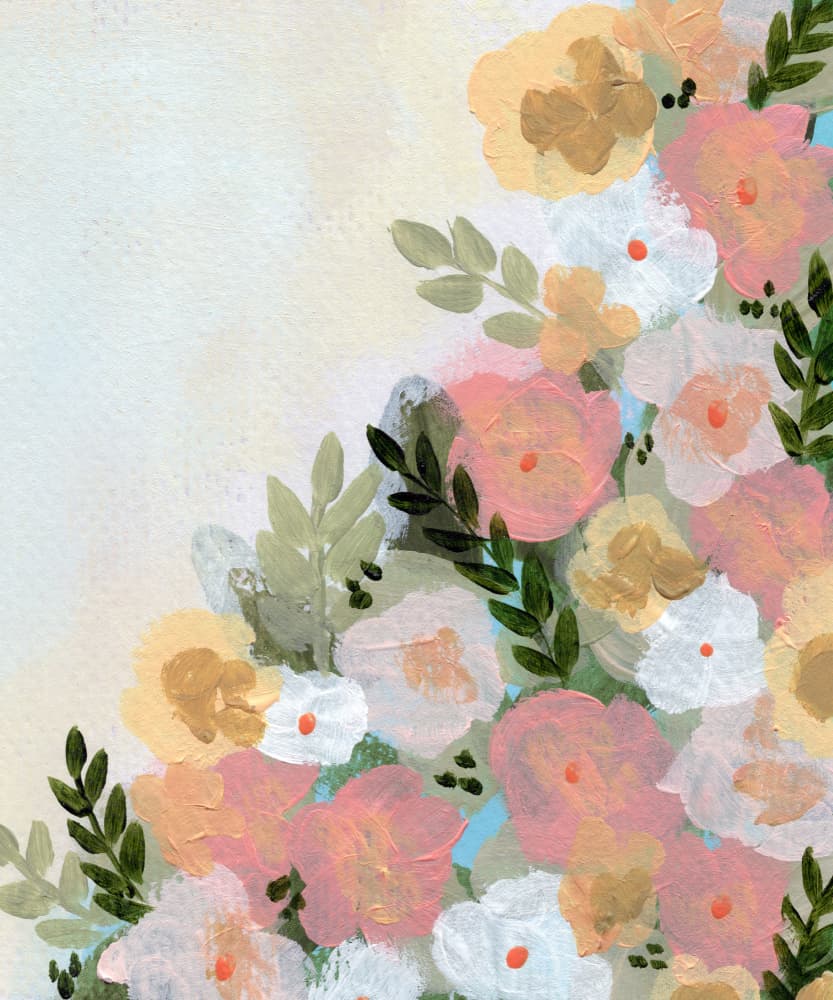 Soft Pastel Blooms by Shelley Hampe — canvas wall art