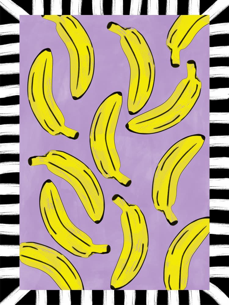 Playful Banana Scatter by Elena Ristova — canvas wall art