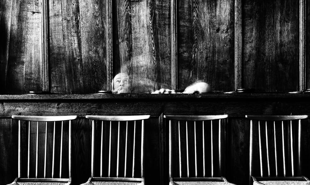 Ghostly Gaze Wooden Room by Jürgen Hartlieb — canvas wall art