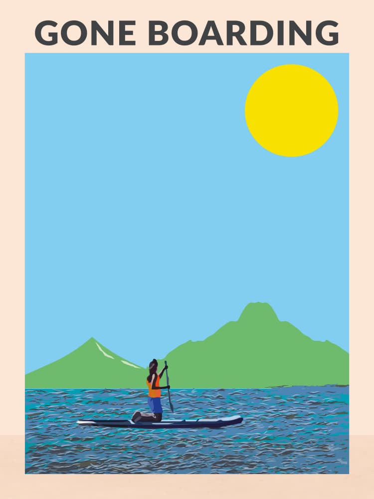 Sunny Paddleboard Day by WallChart Art Studio — canvas wall art