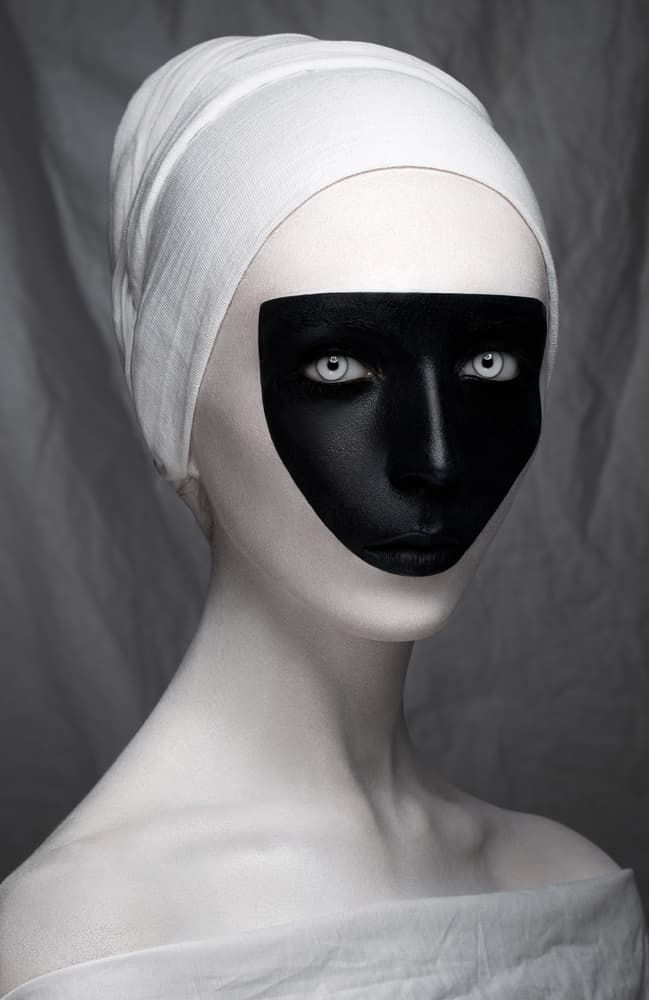 Black Mask White Eyes by HIM — canvas wall art