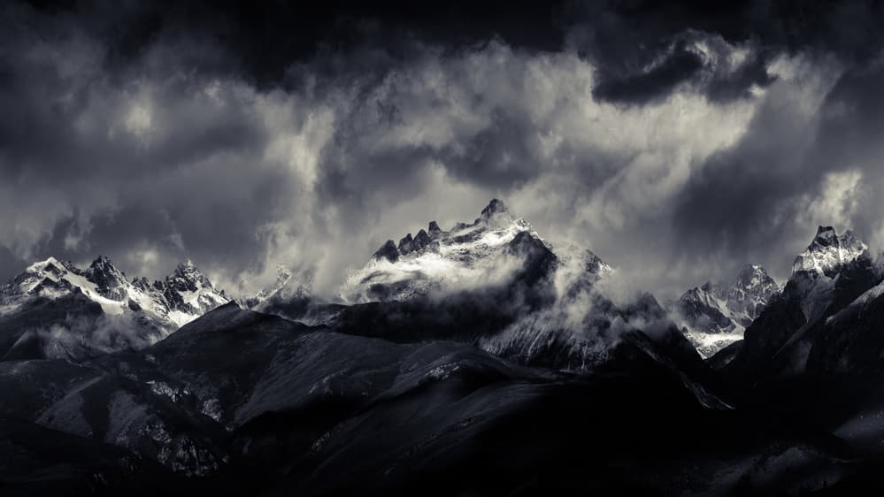 Dramatic Mountain Peaks by qiye — canvas wall art