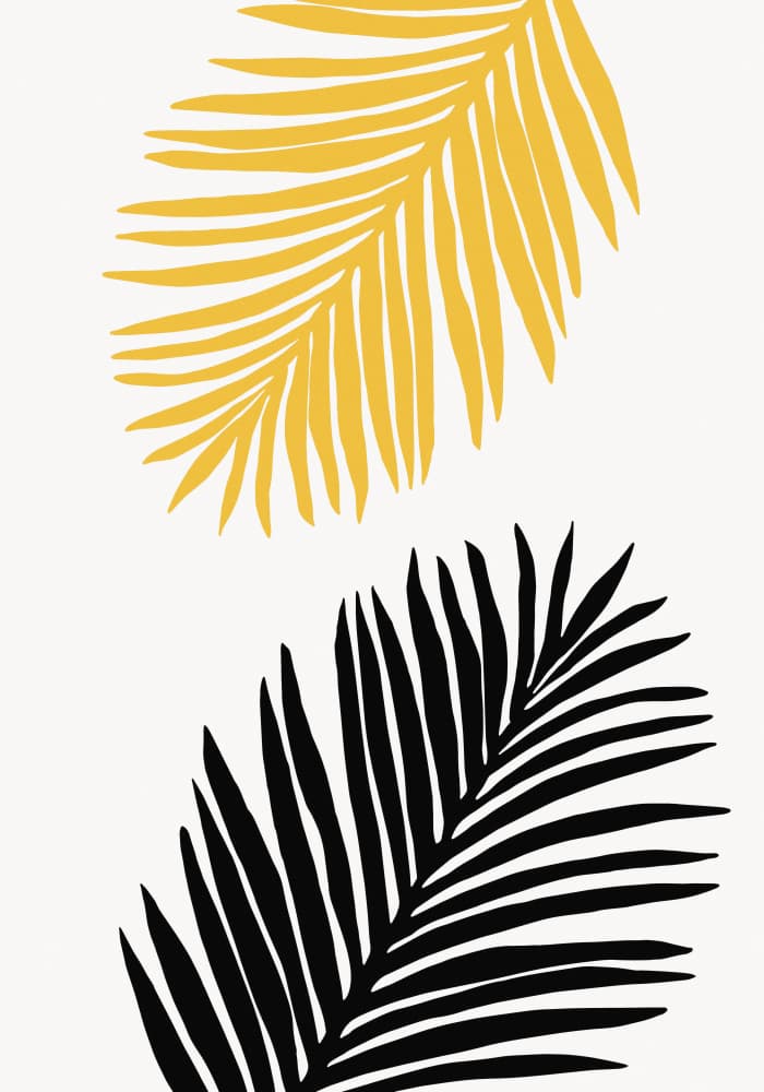 Golden Black Palm Leaves by Pictufy Studio — canvas wall art