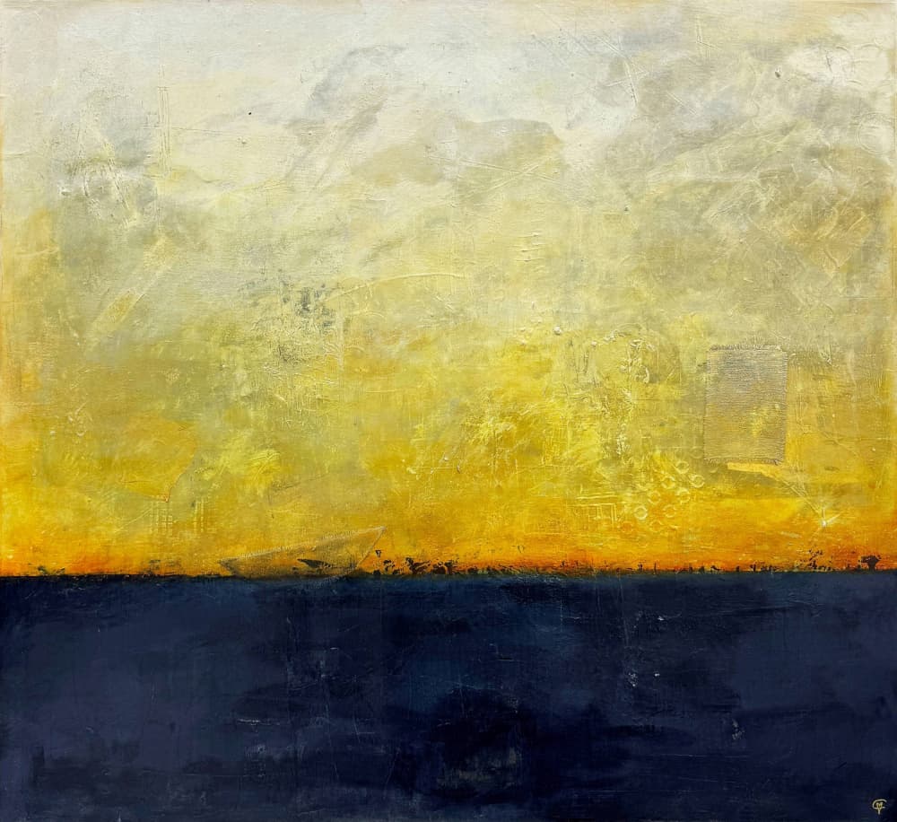 Abstract Sunset Boat by Carolina Gårdheim — canvas wall art