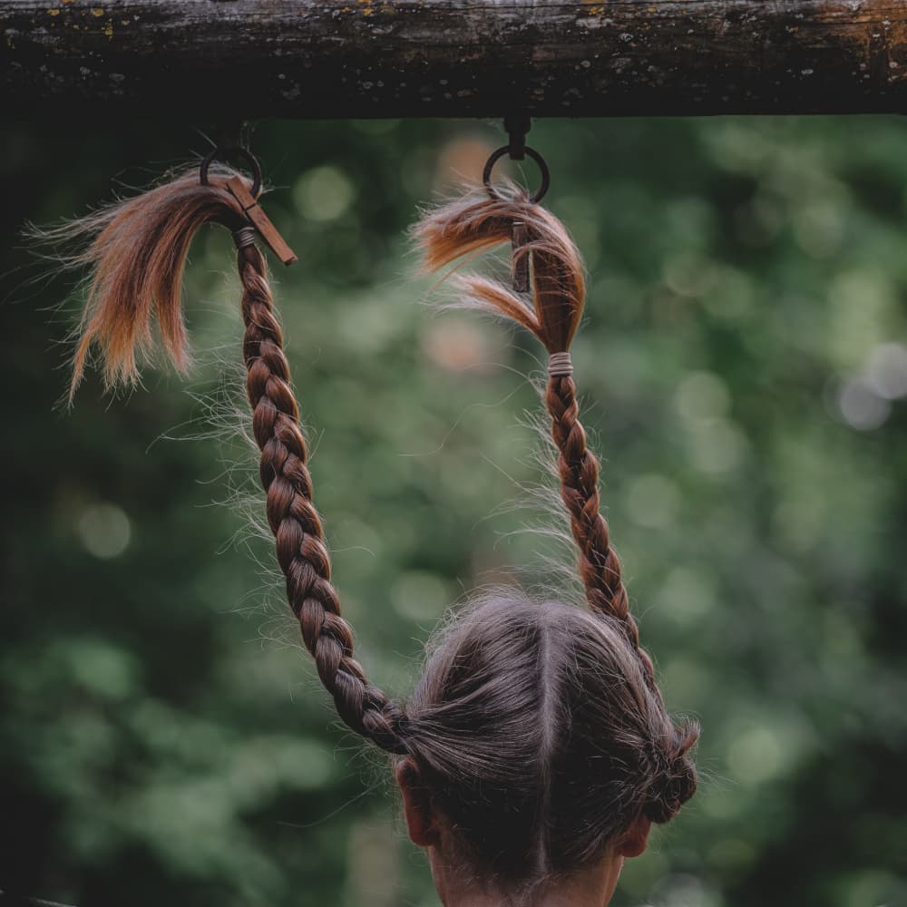 Whimsical Hanging Braids by Dzintra Zvagina — canvas wall art