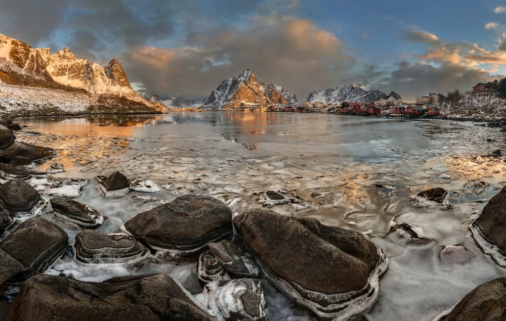 Snowy Fjord Village by Jan Šmíd Master QEP — canvas wall art