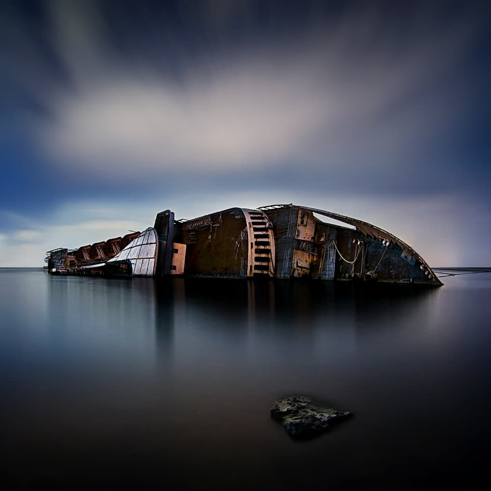 Moody Shipwrecked Vessel by Chris Kaddas — canvas wall art