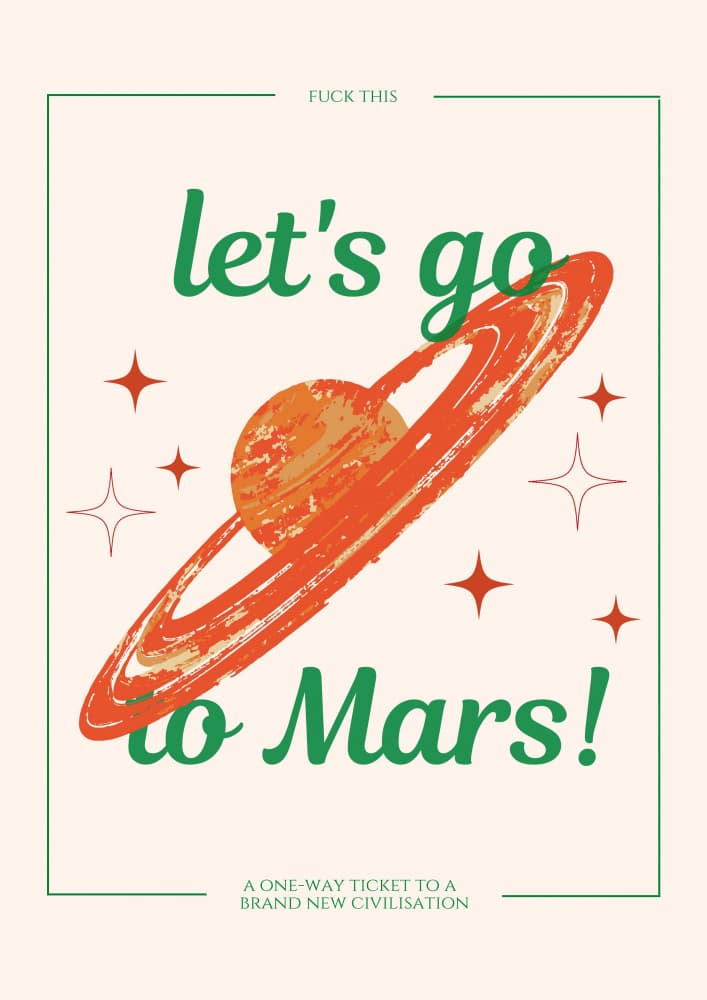 Let's Go To Mars by Nazma Khokhar — canvas wall art