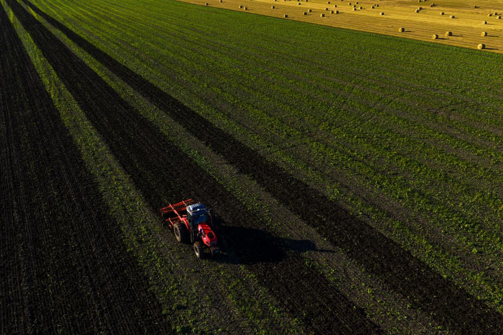 Red Tractor Farming by UU — canvas wall art