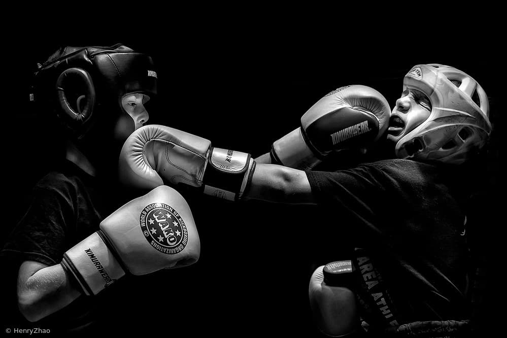 Intense Boxing Action by Henry Zhao — canvas wall art
