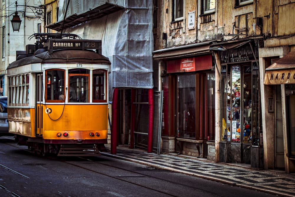 Historic Yellow Tram by Johann Konopiski — canvas wall art