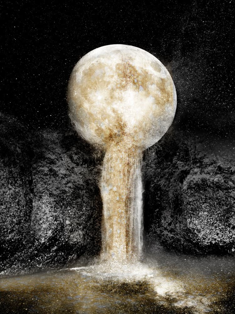 Golden Moon Waterfall by Gemma Bardot — canvas wall art