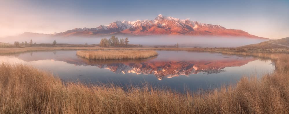 Misty Mountain Reflection by Valeriy Shcherbina — canvas wall art