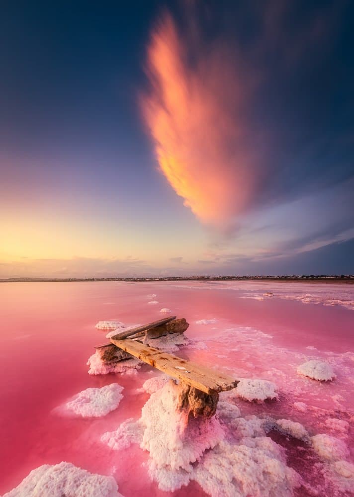 Vibrant Pink Lake Sunset by Jose Antonio Triviño Sanchez — canvas wall art