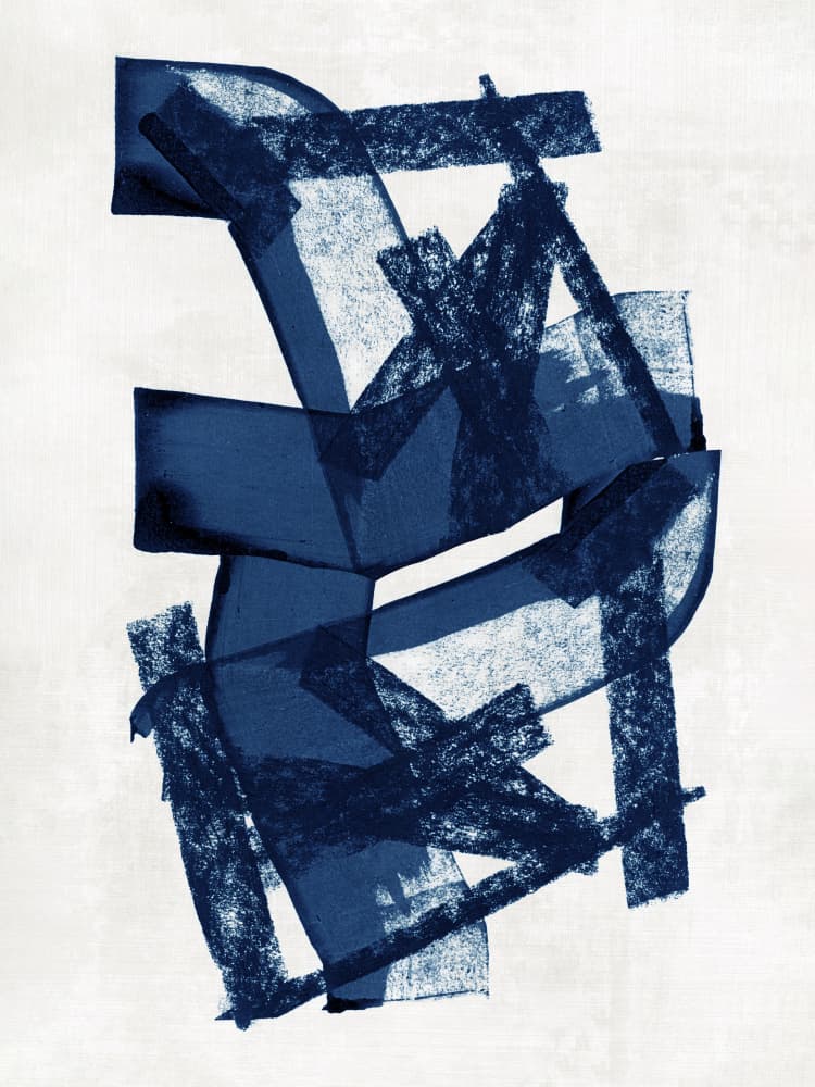 Modern Indigo Brushstrokes by cartissi — canvas wall art