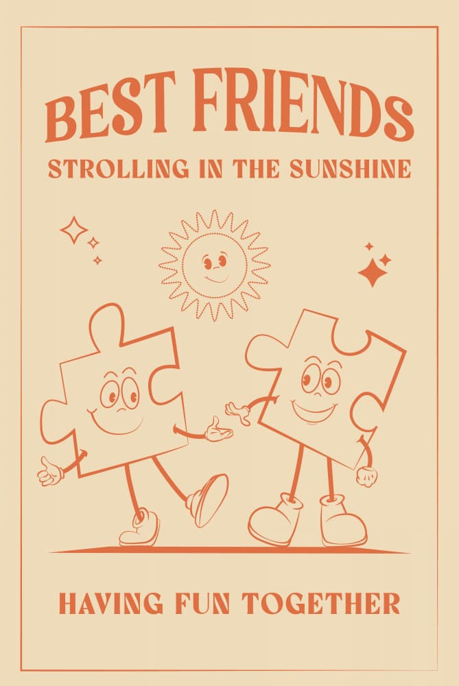 Best Puzzle Friends Stroll by Oju Design — canvas wall art