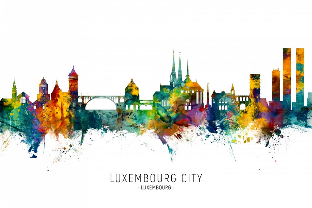 Vibrant Luxembourg City Skyline by Michael Tompsett — canvas wall art