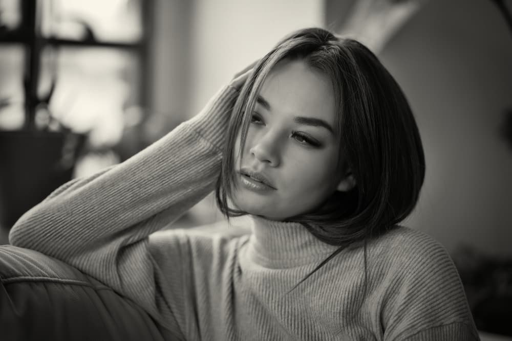 Thoughtful Woman Portrait by Chris Bos — canvas wall art