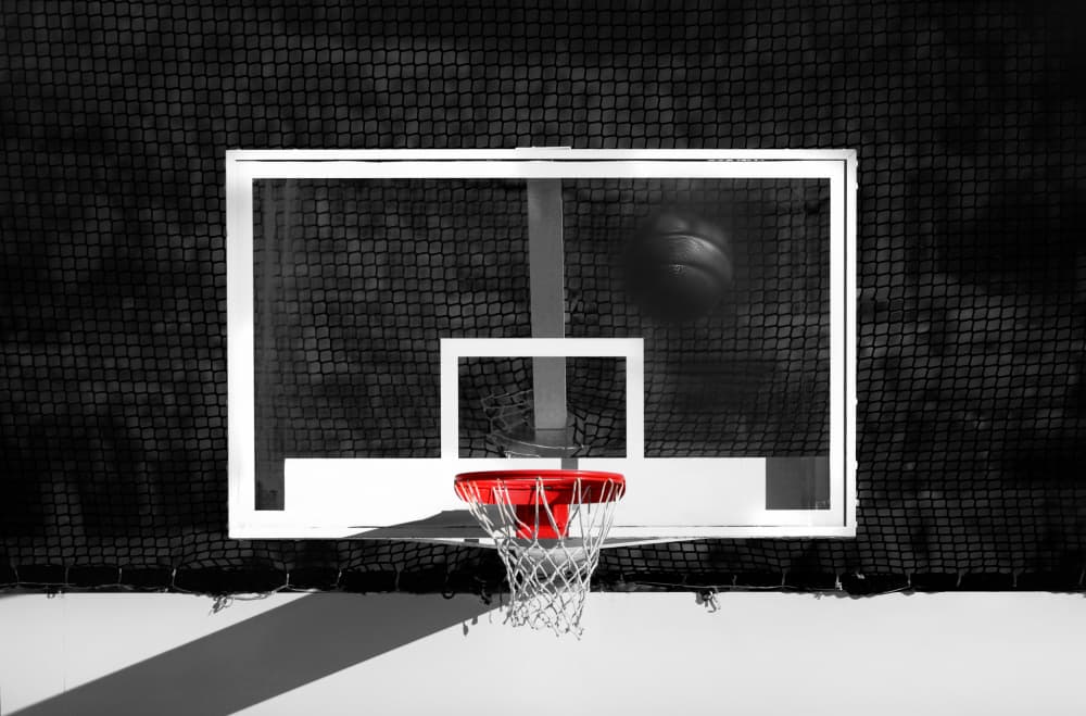 Red Rim Basketball by Hans-Wolfgang Hawerkamp — canvas wall art
