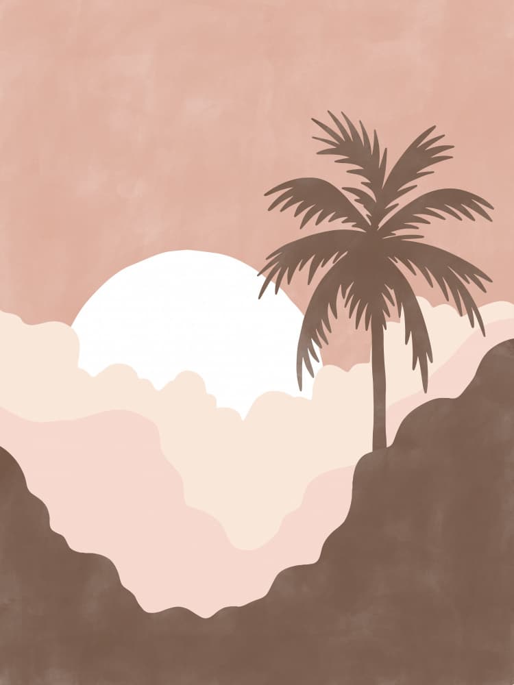 Serene Palm Sunset by Elena Ristova — canvas wall art