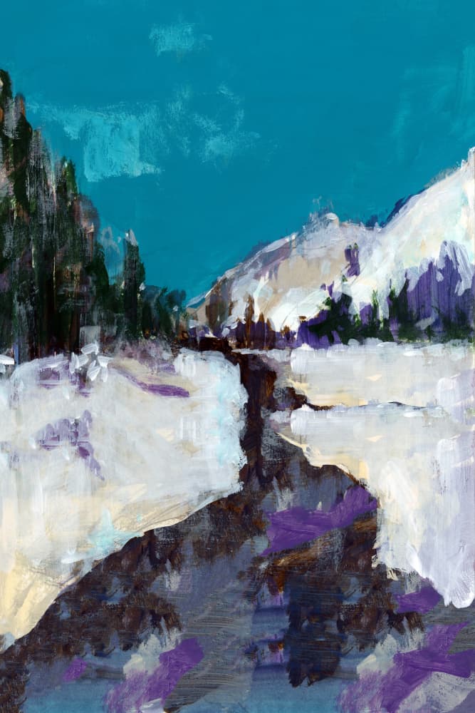 Teal Sky Winter River by cartissi — canvas wall art